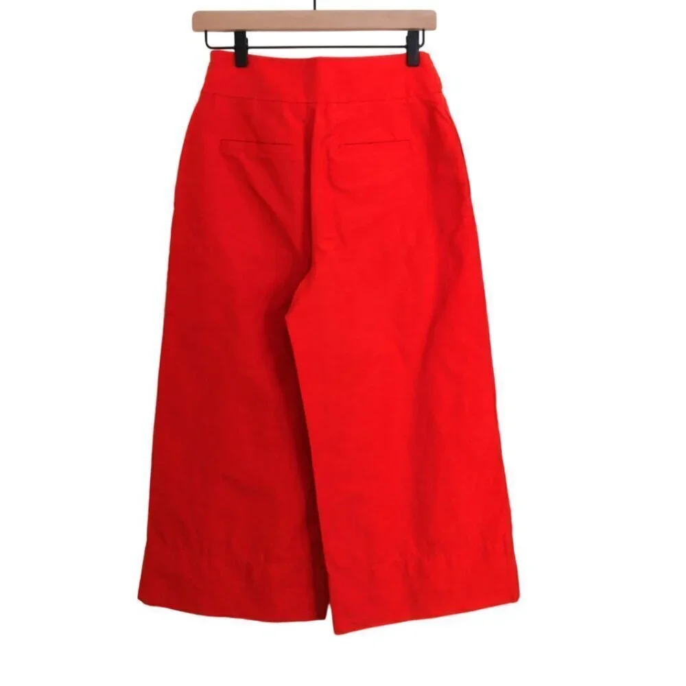 Kate Spade Slub Cotton Culotte‎ Bow Cropped Pants Color: Orange Red Size: 2
